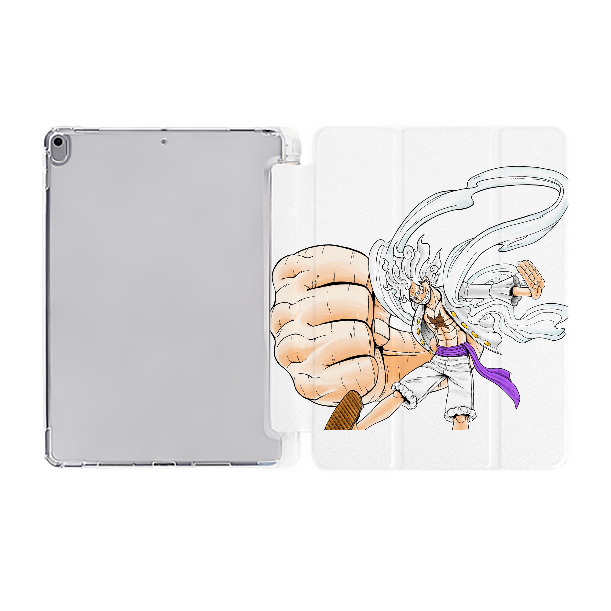 （画像用） ワンピース モンキー・D・ルフィ ONE PIECE Monkey D. Luffy IPad ケース ペン収納付き 三つ折りスタンド PUレザー×シリコン 対応機種9.5/10.5/10.9インチ